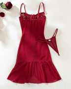 Ruffle Sheer Bodycon Mesh Lace Floral Dress