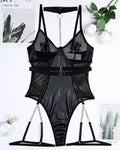 Metal Buckle Chain Leather Bodysuits