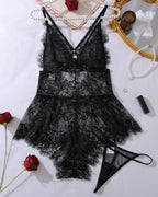 Deep V Neck Mini Eyelash Bodysuits