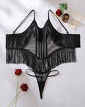 Fringe Trim Mesh Bodysuit