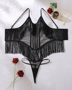 Fringe Trim Mesh Bodysuit