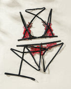 Floral Print Crossstrap Lingerie Set