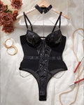Leather Chain Spaghetti Strap Bodysuit