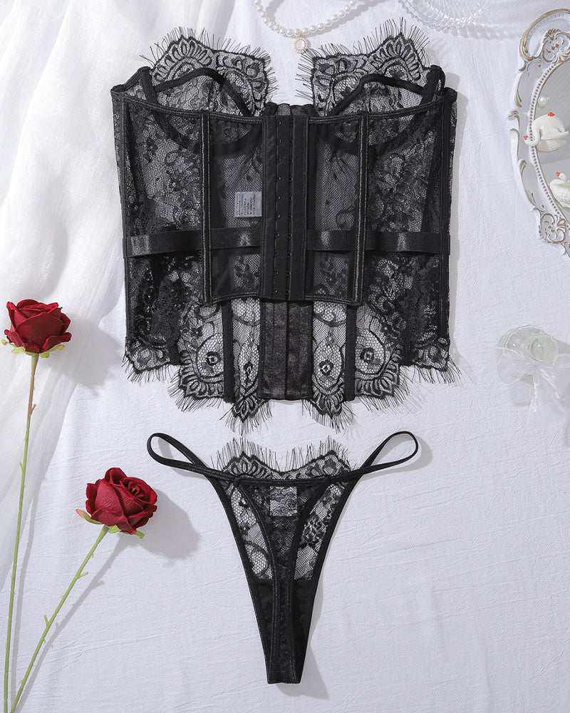 Fishbone Corset Top with Panty Set