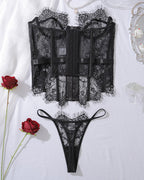 Fishbone Corset Top with Panty Set
