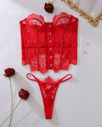 Fishbone Corset Top with Panty Set