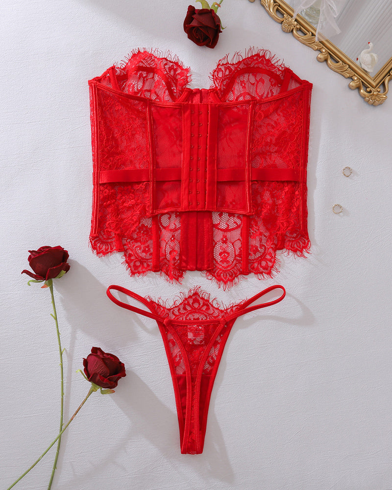 Fishbone Corset Top with Panty Set