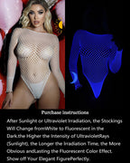 Luminous Blue Long Sleeve Fishnet Bodysuits