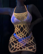 Glow in the Dark Fishnets Mini Dress