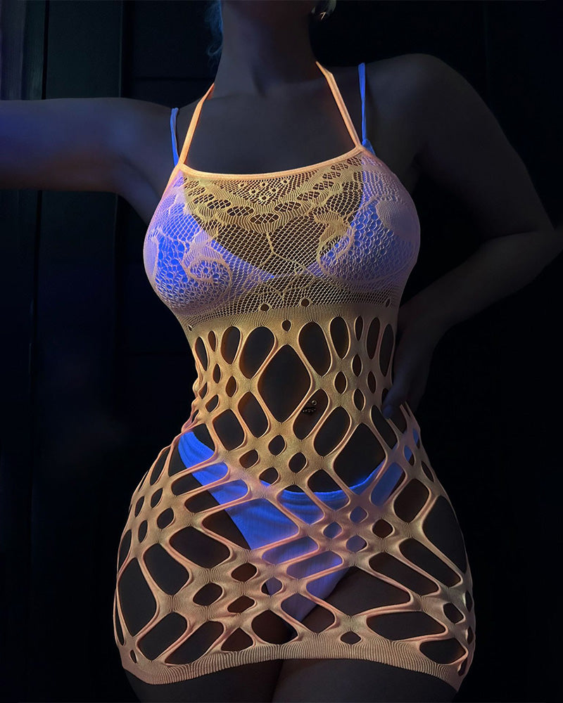 Glow in the Dark Fishnets Mini Dress