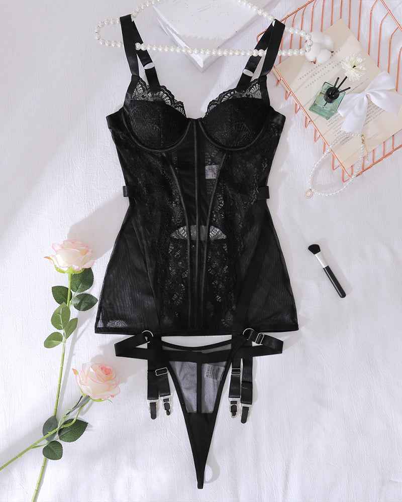 Lace Suspenders Body Shaping Set
