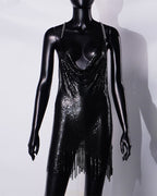 Metallic Patchwork Backless Dress