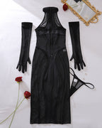 Sheer Mesh Dress with Gloves