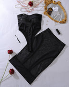 Mesh Sheer Bodysuit Skirt 2 Pieces Sets