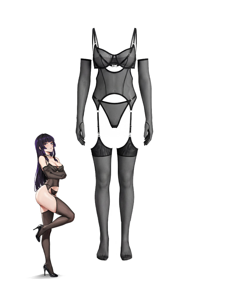 Mesh Shaping Body Corset with Gloves & Stockings