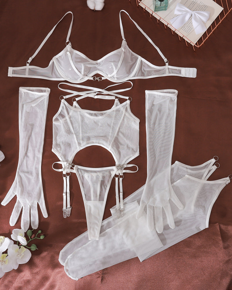 Mesh Shaping Body Corset with Gloves & Stockings