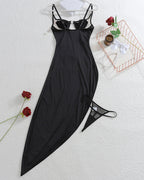 Asymmetrical Splicing Night Dress with Panty