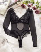 õŸ?Flash Sale-Long Sleeve Half Corset Bodysuit