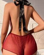 Mesh Halter Neck Strap Bodysuit