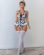 õŸ?Flash Sale-Lace Up Halter Bodysuit with Stockings