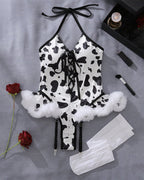 õŸ?Flash Sale-Lace Up Halter Bodysuit with Stockings
