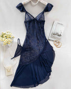 Irregular Slit Lace See-through Nightdress