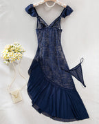 Irregular Slit Lace See-through Nightdress