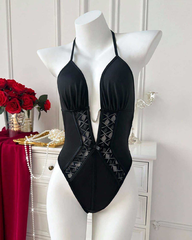 õŸ?Flash Sale-Halter-neck deep V-neck Bodysuit