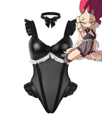 PU Leather Mesh Backless Bodysuit