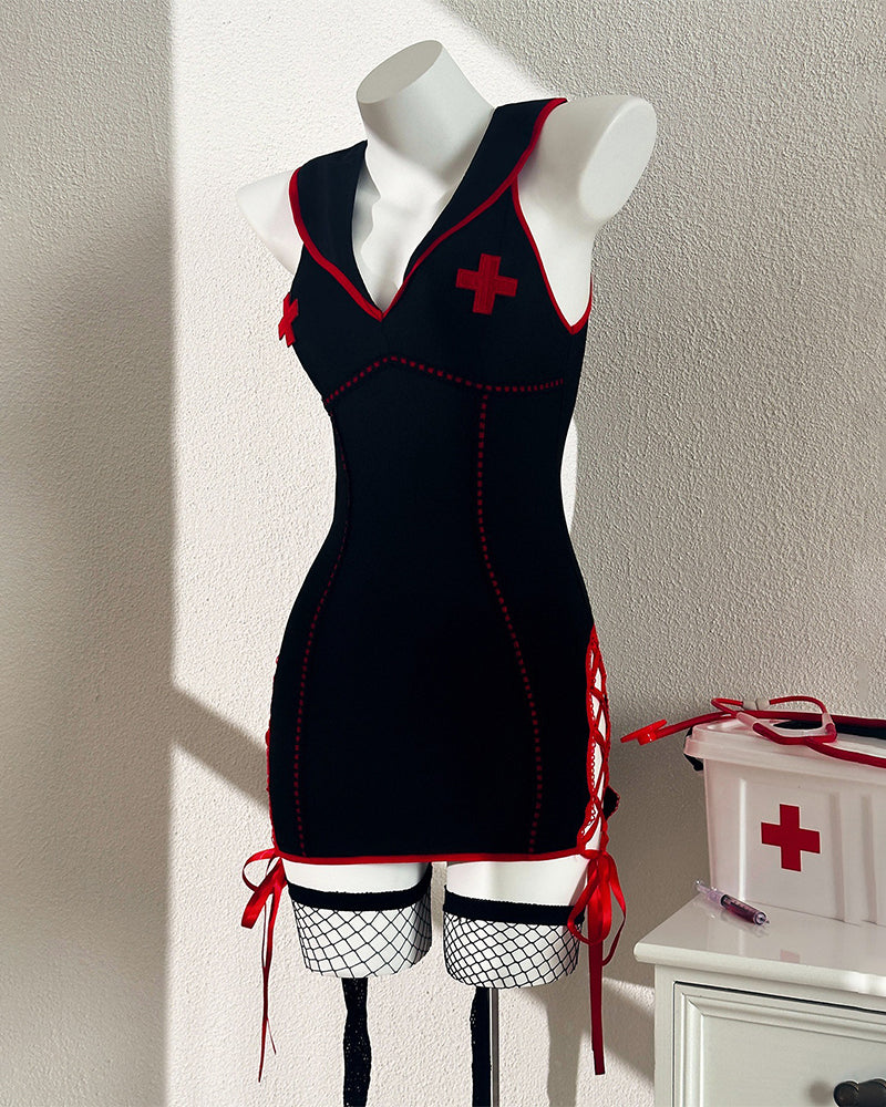 Nurse Chemise Dress with Stockings