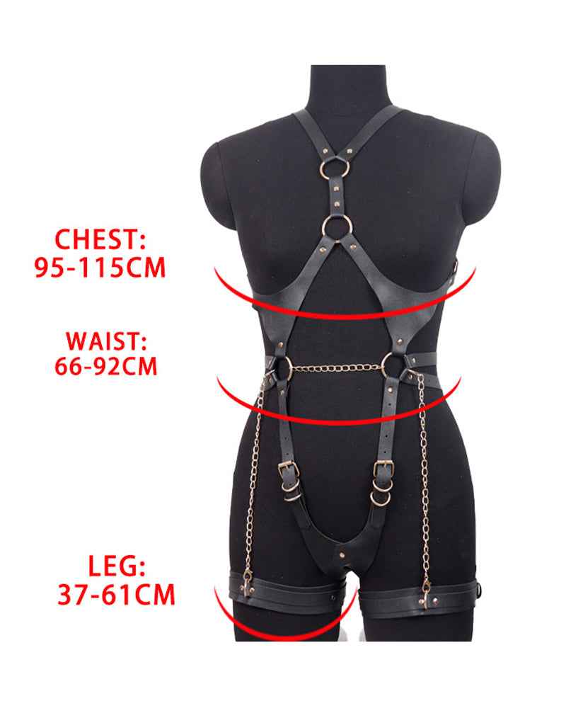 PU Leather Chain Belts Full Body Bondage