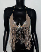 Rhinestone Crystal Crop Top
