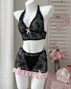 Pink Fantasy Romantic Lace Skirt Set