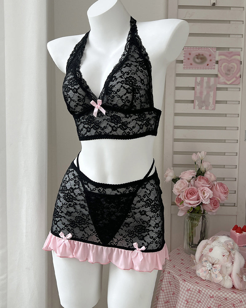 Pink Fantasy Romantic Lace Skirt Set