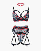 Lace Embroidered Floral Sheer Lingerie Set