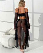 Glamorous Mesh Fringe Draping Lingerie Set