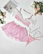 Tulle Off-Shoulder Sweet Lingerie Set