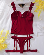 Mesh Corset Bodysuit with Garter Straps
