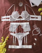 Luxury Flower Embroidery Lingerie Set
