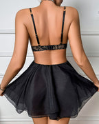 Sheer Mesh Babydoll Lingerie Set
