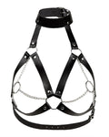 Leather Collar Chest Harness with Chains