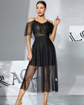 Off-Shoulder Polka-Dot Chiffon Babydoll Dress