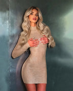 Rhinestone Sparkly Long Sleeve Mini Dress
