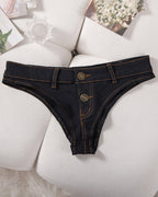 Women?¡¥s Denim Thong Low Rise Panties