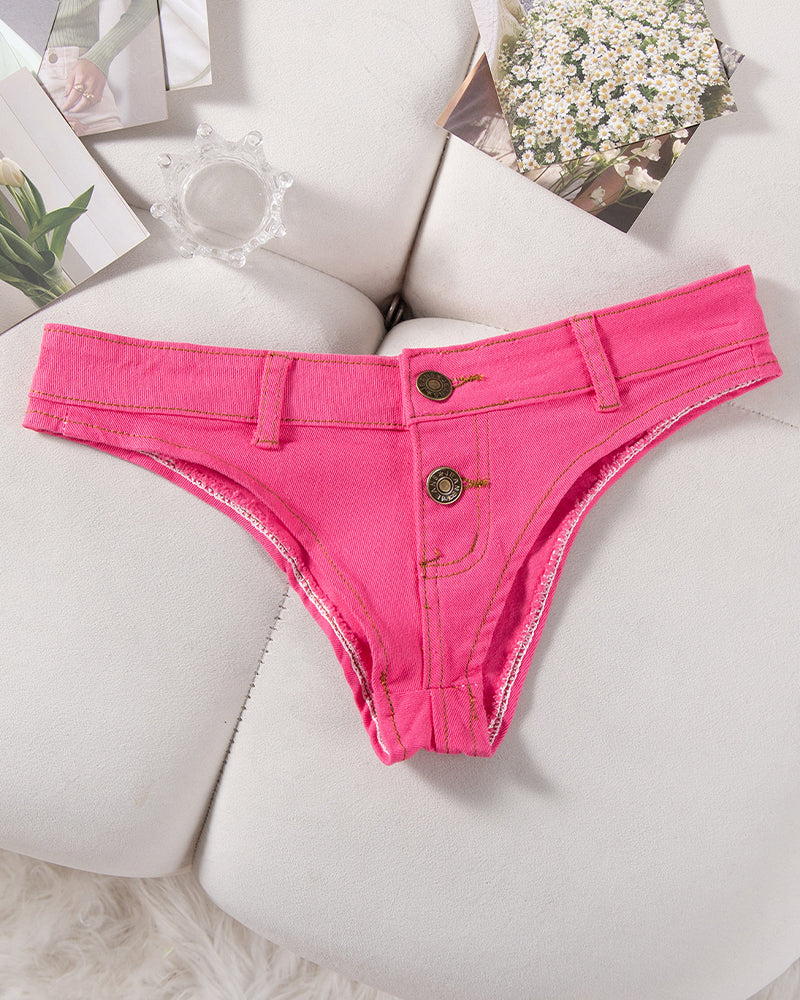 Women?¡¥s Denim Thong Low Rise Panties