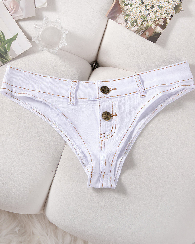 Women?¡¥s Denim Thong Low Rise Panties