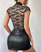 Tie-Front Boned Corset Top with Cap Sleeves