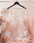 Floral Lace Sheer Mesh Babydoll Lingerie