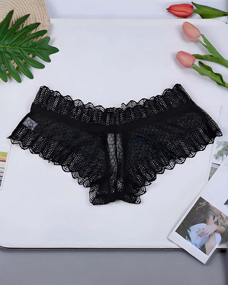 ?Flash Sale-Plus Size Floral Lace Crisscross Panties