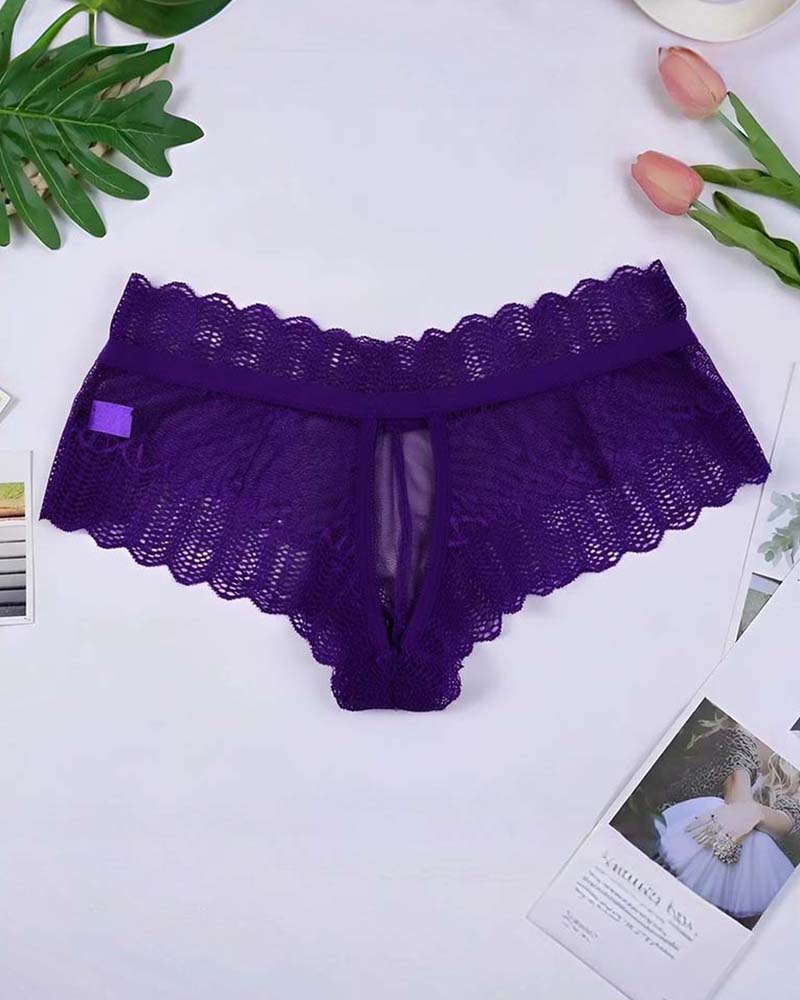 ?Flash Sale-Plus Size Floral Lace Crisscross Panties
